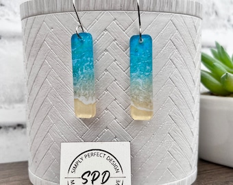 Ocean Sand Dangle Earrings | Hypoallergenic Coastal Summer Jewelry | Surgical Steel Hooks