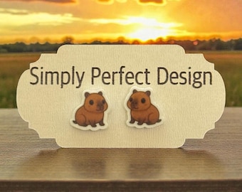 Capybara Stud Earrings | Handmade Hypoallergenic Kawaii Jewelry