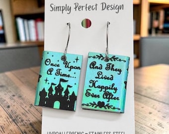 Fairy Tale Book Dangles Hypoallergenic Literary Earrings for Women