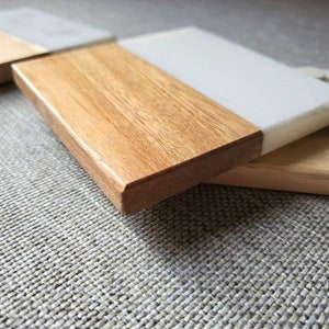 Acacia Wood & White Marble Coasters: Laser Engraving Craft Supplies