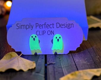 Glow in the Dark Ghost Clip On Earrings, Halloween Clip Ons for Non Pierced Ears, Hypoallergenic Ghost Earrings, Spooky Cute Gift