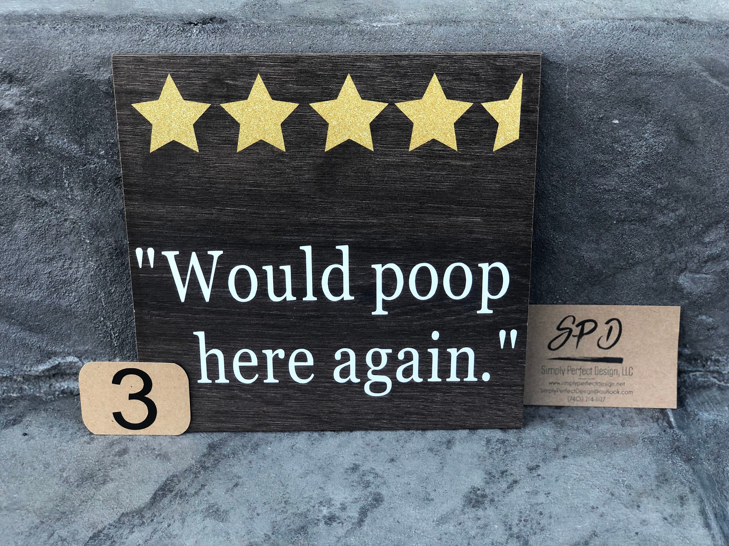 4 and half stars Would Poop Here Again Funny Wood Etsy