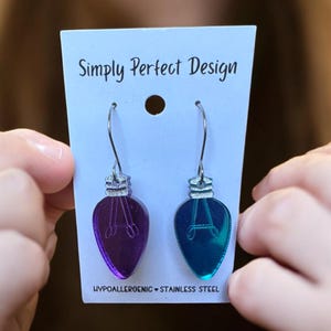 Colorful Christmas Light Earrings – Hypoallergenic Holiday Dangle Earrings by Simply Perfect Design