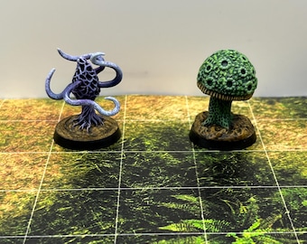 Hand Painted Shrieker & Violet Fungus Miniatures (set of 2) - DnD, Pathfinder, TTRPG
