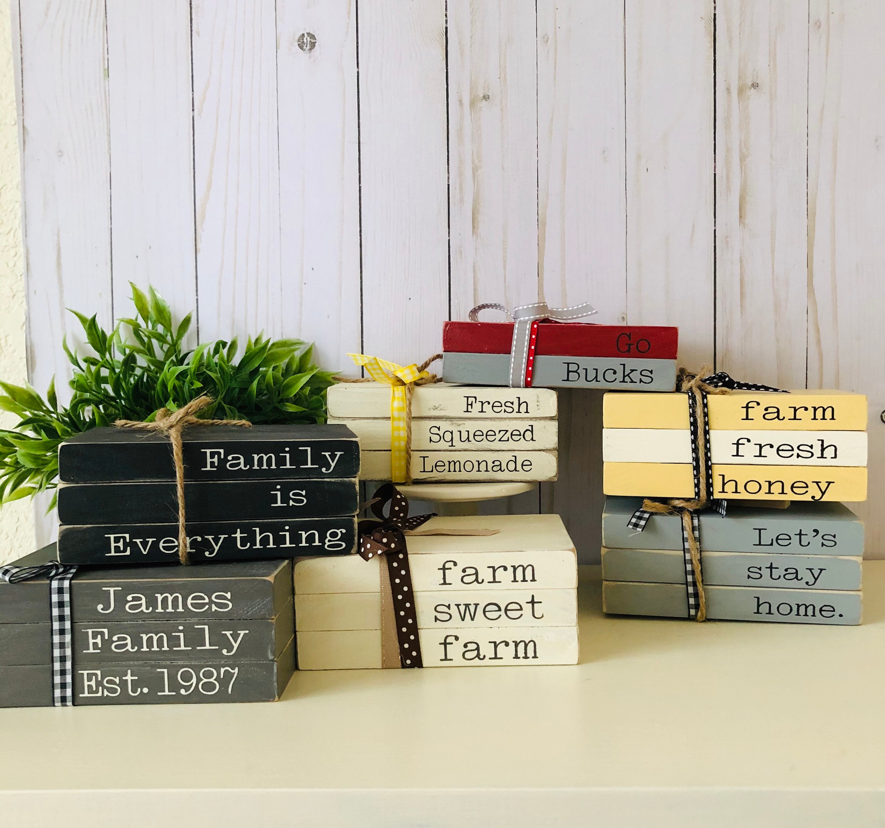 Decorative Wooden Book decor Rustic Books Farmhouse decor Etsy