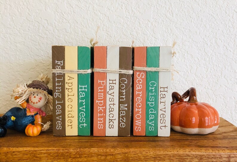 Decorative Wooden Book Decor Rustic Books Farmhouse Decor Made Etsy