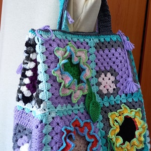Granny square bag,Crochet tote bag,Handmade crocheted bag,purse.
