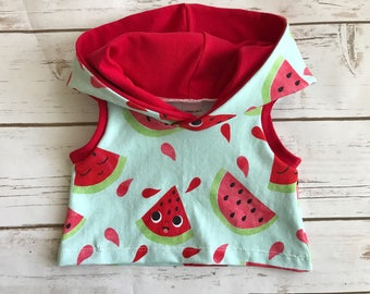 Watermelon Hooded Crop Tank Top (Girly top/Trendy Top/Baby Girl's Shirt)