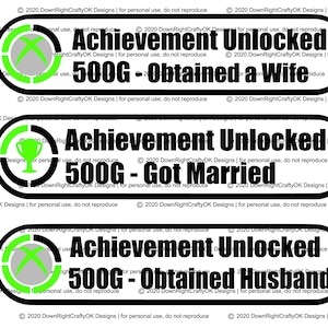 Achievement Unlocked CUSTOM SVG, Cut File, Sofort Download, Cricut, Silhouette, Videospieler, Ehe, Mann, Frau