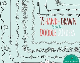 doodle borders and frames hand drawn borders for scrapbook etsy