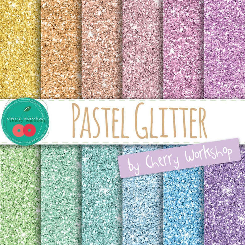 Pastel Glitter Digital Paper Pack Glitter Paper PERSONAL and COMMERCIAL
