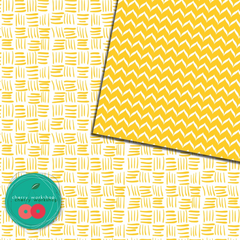 Gult digitalt papper "Bright Sun" digitalt pappersset sommarmönster, utskrivbart, kommersiellt bruk, digital scrapbooking, sommar, sol, gul bild 2
