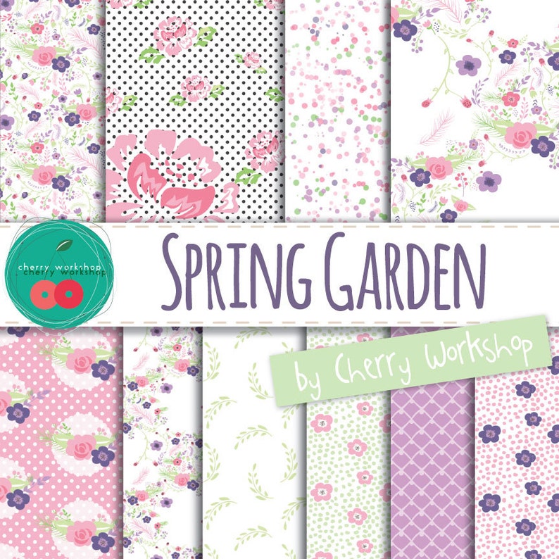 Spring Digital Paper spring Garden Wedding Digital - Etsy
