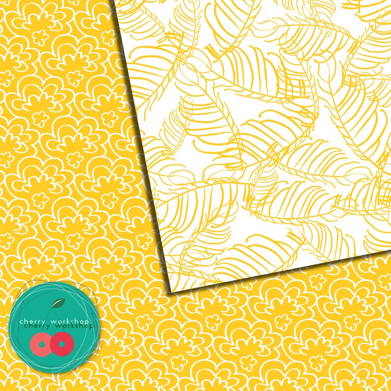 Gult digitalt papper "Bright Sun" digitalt pappersset sommarmönster, utskrivbart, kommersiellt bruk, digital scrapbooking, sommar, sol, gul bild 4