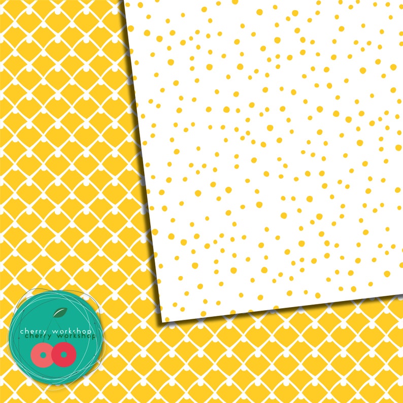Gult digitalt papper "Bright Sun" digitalt pappersset sommarmönster, utskrivbart, kommersiellt bruk, digital scrapbooking, sommar, sol, gul bild 3