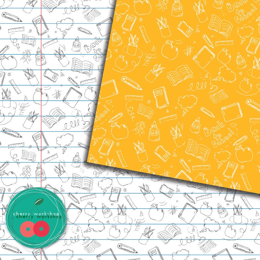 Back to School Doodle Digital Paper Digital Paper Pack - Etsy UK