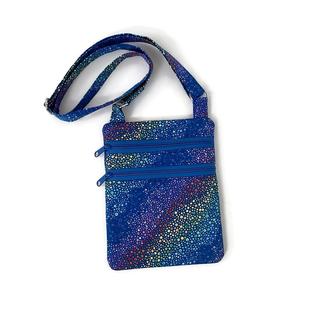 Crossbody Bag Blue Rainbow Purse Lightweight Small Travel Bag Zipper