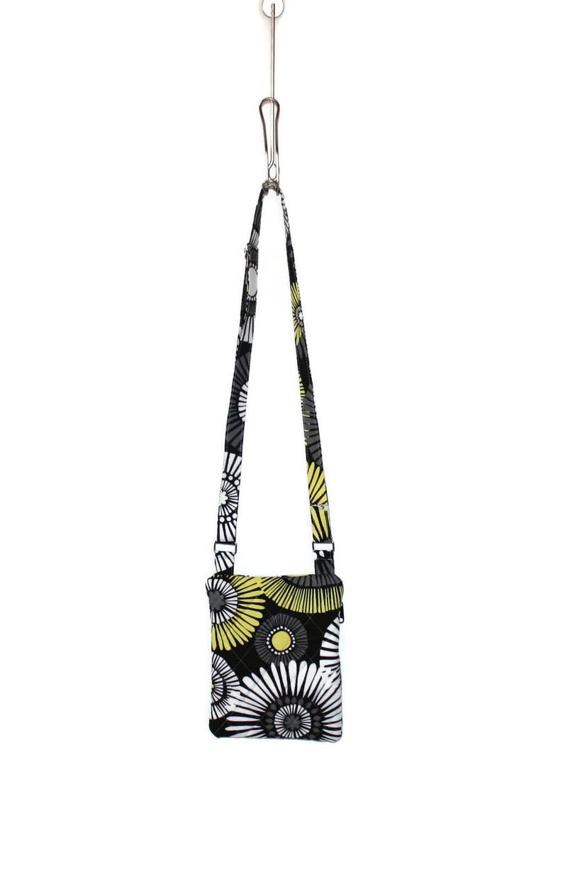 Gray and Yellow Handbag Small Zipper Purse Teen or Tween Girls Floral Bag Fabric Bag for Women Crossbody Purse