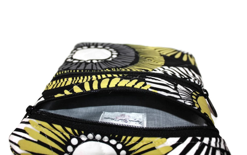 Gray and Yellow Handbag Small Zipper Purse Teen or Tween Girls Floral Bag Fabric Bag for Women Crossbody Purse