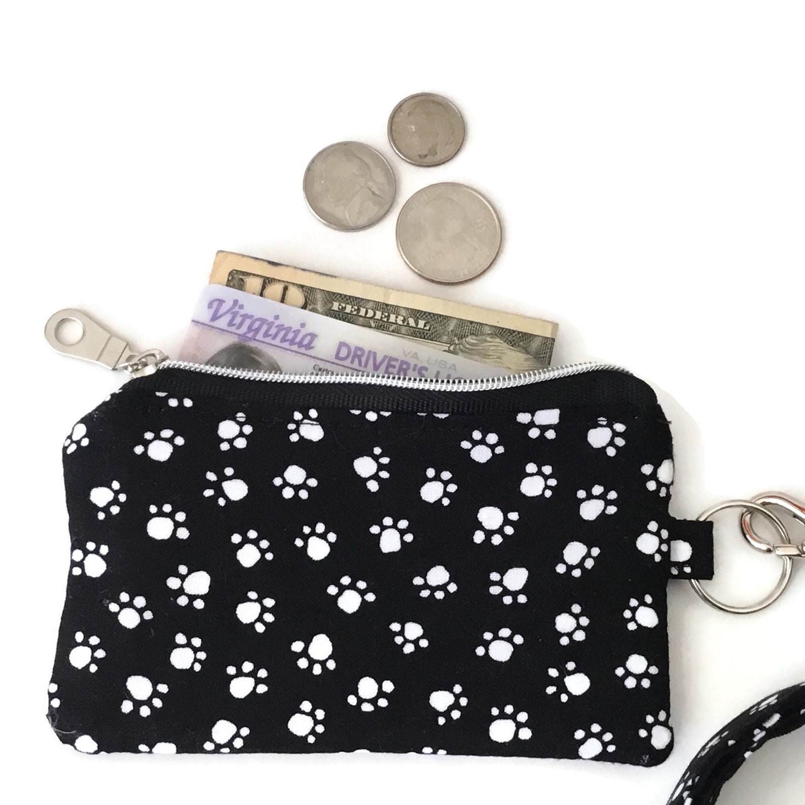 Paw Print ID Wallet Keychain Wallet Coin Pouch Mini Etsy