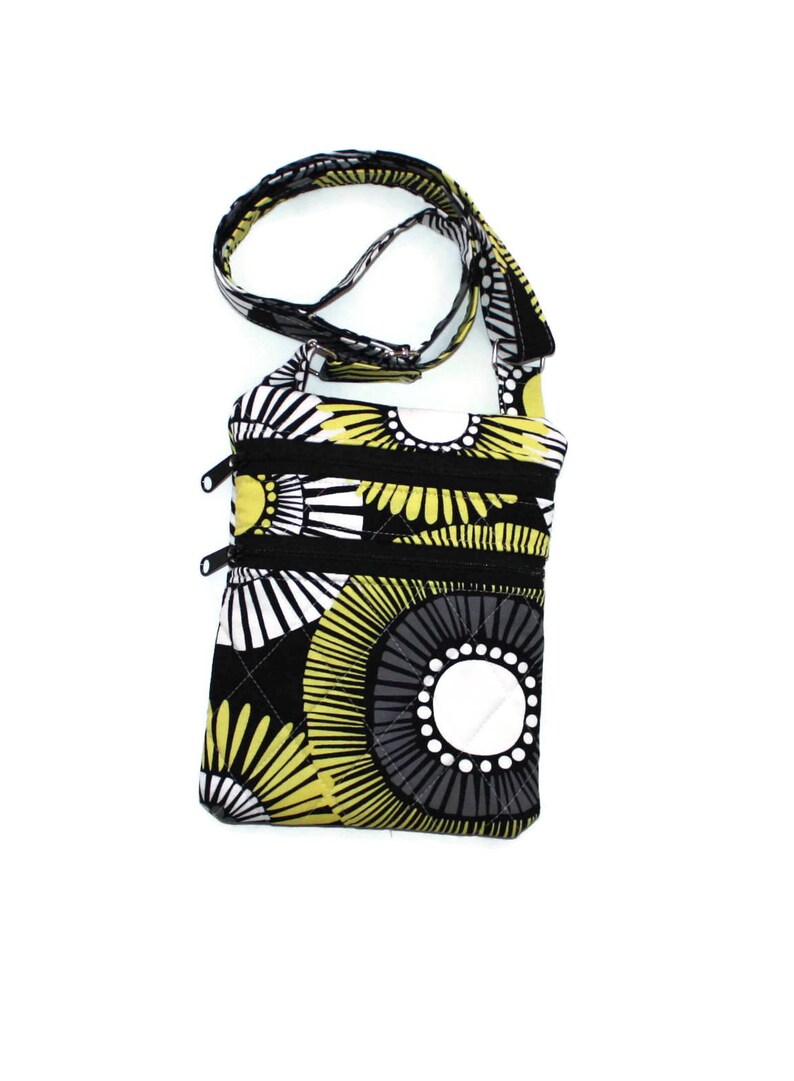 Gray and Yellow Handbag Small Zipper Purse Teen or Tween Girls Floral Bag Fabric Bag for Women Crossbody Purse
