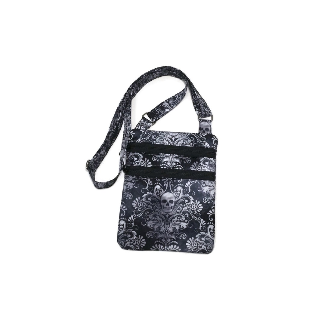 Skull Crossbody Purse Small Zipper Purse black and White Purse Phone