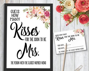 How innumerable kisses Etsy photo regarding How Many Kisses for the Soon to Be Mrs Free Printable named How innumerable kisses Etsy