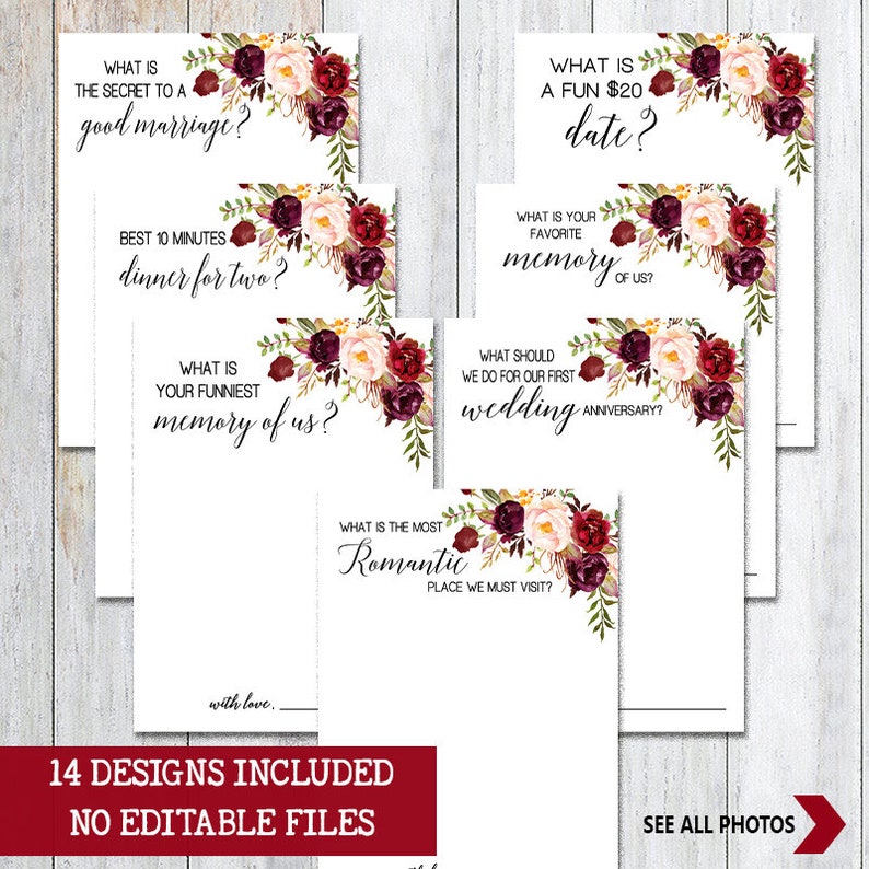 Wedding Conversation Cards Reception Conversational Questions Etsy