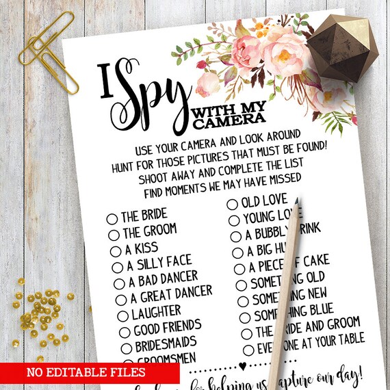 I Spy With My Camera Wedding Game Photo Hunt Reception Etsy