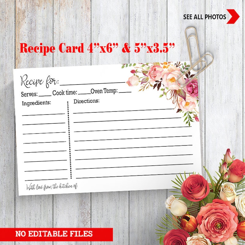 Recipe Card Bridal Shower printable Recipe Card kit Sign Insert card /& recipe card Wedding shower party rustic Instant download 37 G101
