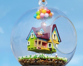 Sale 12cm Hanging Glass Terrarium Kit, DIY UP Glass House, Dollhouse Kits