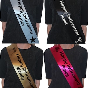 Personalised Retirement Sash Funny Accessory Party Pension Leaving Gift