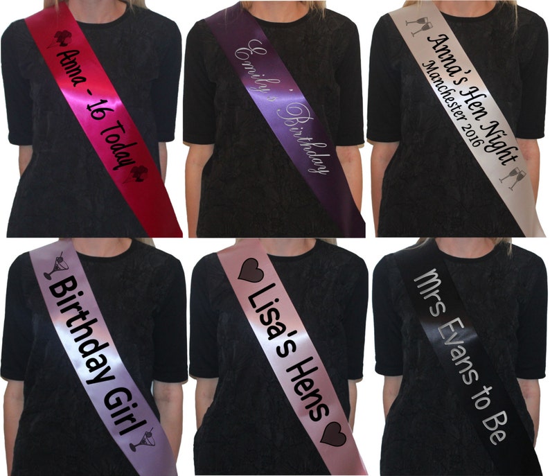 Personalised Hen Party Sash / Birthday Sashes / Hen Night Do Etsy UK