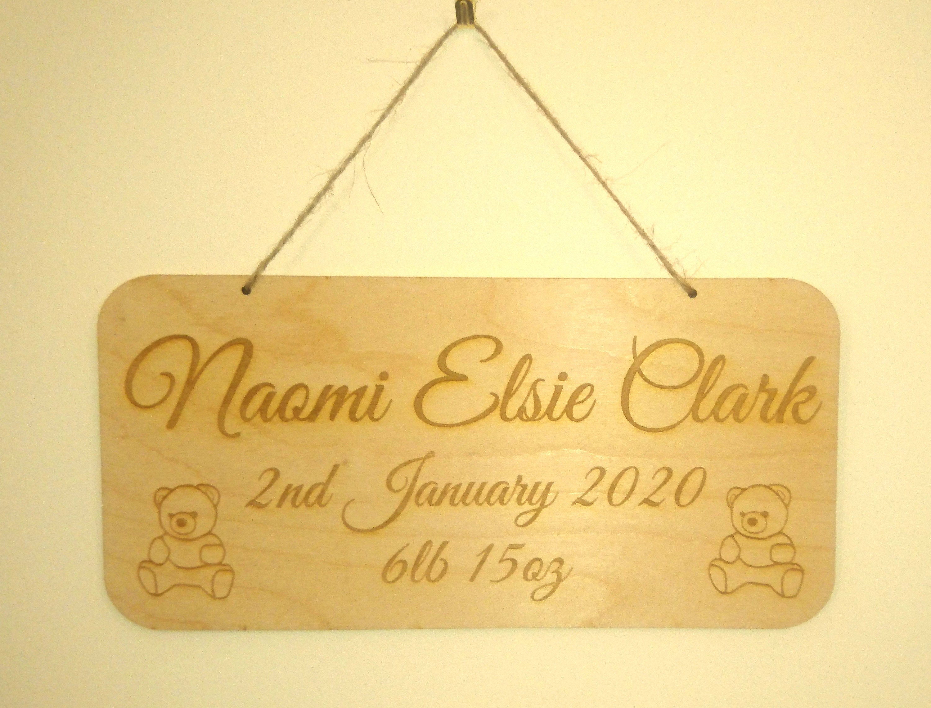 Personalised New Baby Plaque Sign Gift. Wooden. Laser Engraved Etsy.de