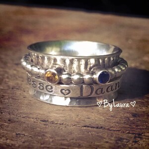 Spinner Ring with names and birthstones - Personalized