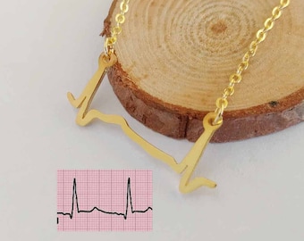 Prawdziwy naszyjnik EKG, spersonalizowany prawdziwy naszyjnik z biciem serca, naszyjnik z biciem serca dziecka EKG, naszyjnik pielęgniarki, naszyjnik lekarza, prezent dla mamy