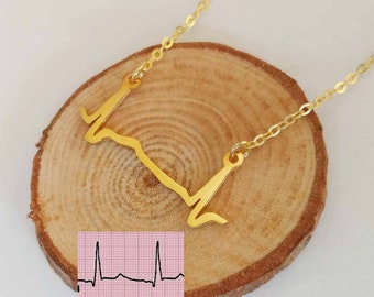 Personalized Actual Heartbeat Necklace, Real ECG Necklace, Baby EKG Heartbeat Necklace, Nurse Necklace, Doctor Necklace, Gift For Mom