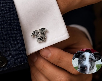 Pet Memorial Gift, Personalized Dog Cufflinks, Silver Pet Portrait Cufflinks, Any Pet Portrait From Photo Cufflinks, Cat Cufflinks