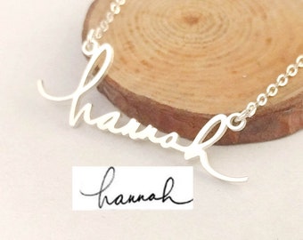 Actual Handwriting Necklace, Handwriting Name Necklace,Personalized Silver Handwritten Necklace,Real Signature Necklace, Mother's Day Gift