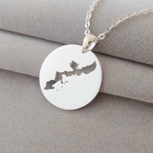 Silber Okinawa Halskette, Okinawa geformte Halskette, personalisierte Okinawa Anhänger Halskette, benutzerdefinierte Land Halskette, Japan Charm Halskette