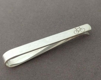 Silver Bicycle Tie Clip, Personalized Tie Bar, Bike Tie Bar Clip, Personalized Any Logo Tie Clip, Custom Bicycle Gifts, Gifts for Bicyclists