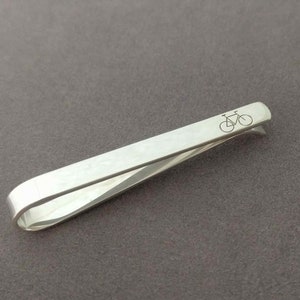Silver Bicycle Tie Clip, Personalized Tie Bar, Bike Tie Bar Clip, Personalized Any Logo Tie Clip, Custom Bicycle Gifts, Gifts for Bicyclists