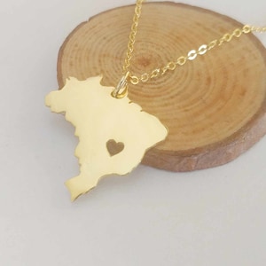 Personalisierte Brasilien Halskette, Jedes Land Halskette, Brasilien förmige Halskette mit Herz, Brasilien Charm Halskette, Brasilien Schmuck, Geschenk für sie
