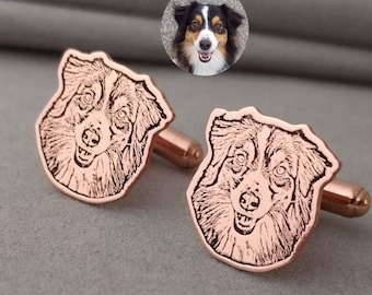 Dog Face Portrait Cufflinks, Personalized Cat Cufflinks, Any Pet Portrait From Photo Cufflinks, Dog Cufflinks, Pet Memorial Gifts