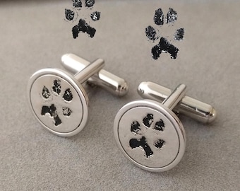 Paw Print Cufflinks, Dog Paw Print Cufflinks, Any Pet Paw Cufflinks, Actual Pet Paw Print Cufflinks, Real Print Cufflinks, Pet Memorial Gift