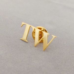 Custom Your Initial Lapel Pin, Monogram Lapel Pin, Personalized Silver Lapel Brooch, Wedding Lapel Pin for Groom, Gift for Him