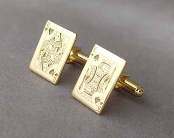 Custom Poker Cufflinks, Personalized Playing Card Cufflinks, Blackjack Lover Gift,  Poker Lover Gift, Themed Decks of Cards Accessory