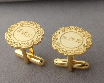 Hochzeit Blumen Manschettenknöpfe, Hochzeit Initialen Manschettenknöpfe, Hochzeitstag Manschettenknöpfe, Benutzerdefinierte Blumen Manschettenknöpfe, Logo Manschettenknöpfe, Geschenk für Bräutigam