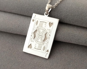 Jack of Hearts Necklace, Custom Playing Card Necklace, Blackjack Lover Gift, Poker Lover Gift, Themed Decks of Cards Accessory