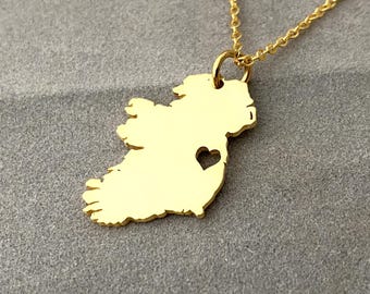 Irland Halskette, Irland Halskette, Irland Halskette mit Herz, Irland Charm Halskette, Irland Anhänger Schmuck, Geschenk für Sie